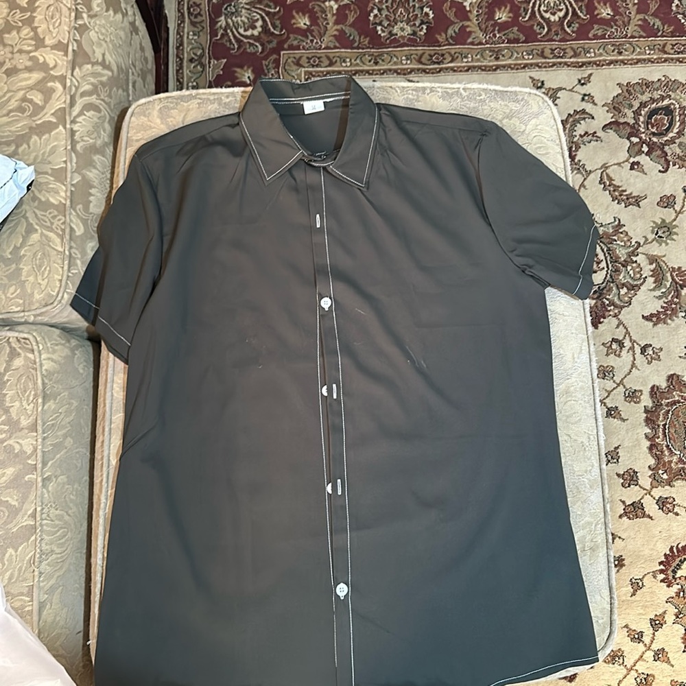 gray button down
